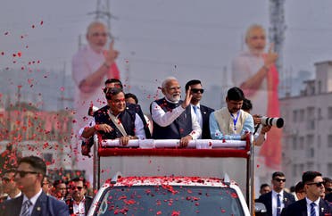 India’s Prime Minister Narendra Modi waves to his supporters as he arrives to attend a rally in Guwahati, India, on February 4, 2024. (File photo: Reuters)